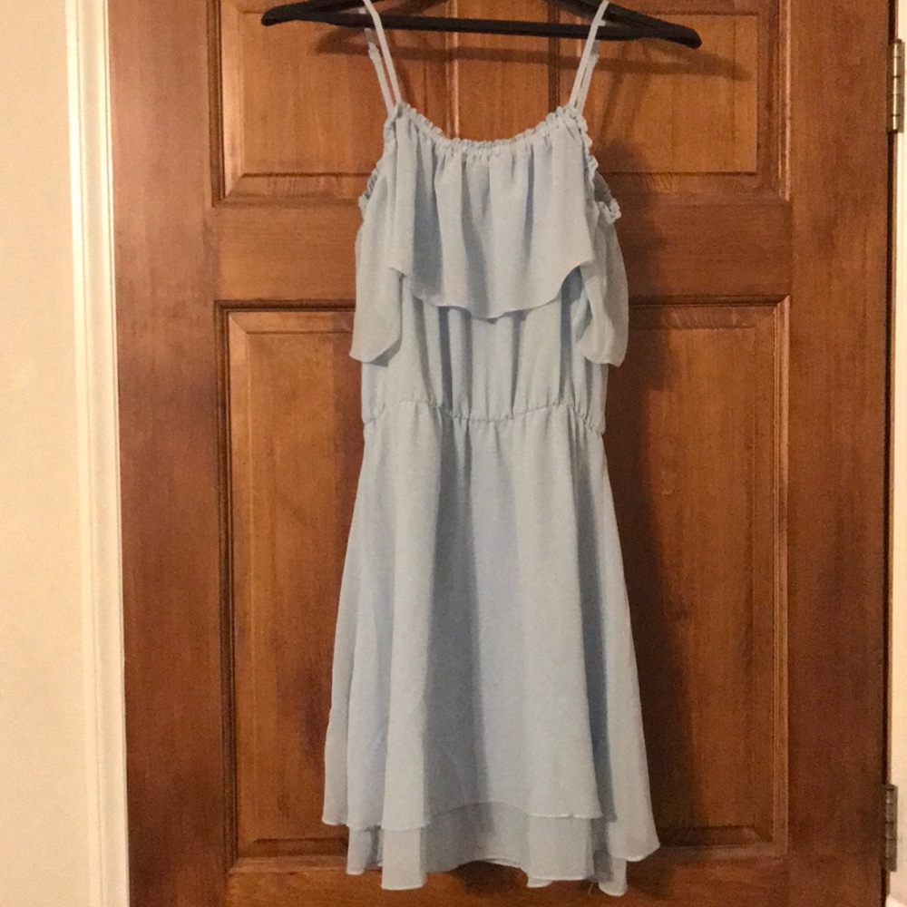 Baby blue off the shoulder mini